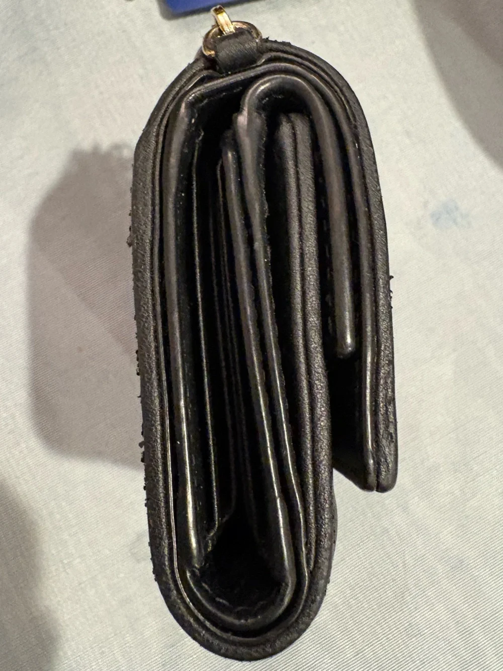 Dior Christian Dior Black Cannage Lotus Tri fold Wallet EUC Authentic